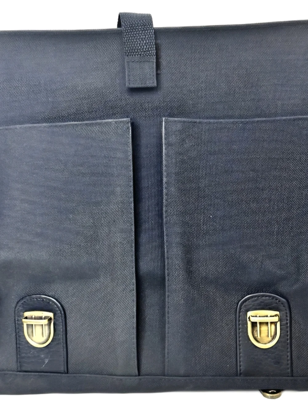 Men's Yves Saint Laurent Messenger Bag Dark Blue Canvas with Leather Trim